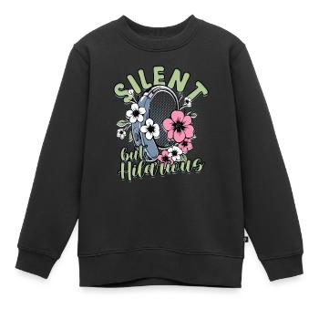 Schwerhörig Schwerhörigkeit Silent But Hilarious - Kinder Premium Organic Sweatshirt - Schwarz - Vorne - AI Model Kid Female (0cm)