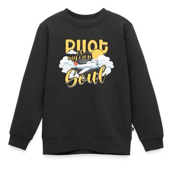 Premier pilote de vol en solo - Sweat Premium enfant bio - noir - Devant - AI Model Kid Female (0cm)