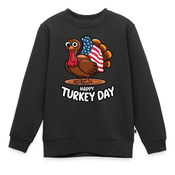 Lustiger Thanksgiving Truthahn - Kinder Premium Organic Sweatshirt - Schwarz - Vorne - AI Model Kid Female (0cm)