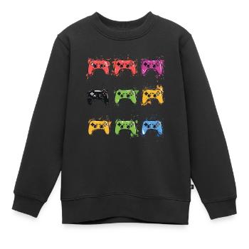 Bunte Controller für Gamer - Kinder Premium Organic Sweatshirt - Schwarz - Vorne - AI Model Kid Female (0cm)