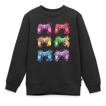 Bunte Controller für Gamer - Kinder Premium Organic Sweatshirt - Schwarz - Vorne - AI Model Kid Female (0cm)