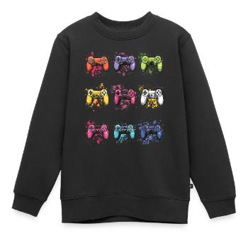 Bunte Controller für Gamer - Kinder Premium Organic Sweatshirt - Schwarz - Vorne - AI Model Kid Female (0cm)