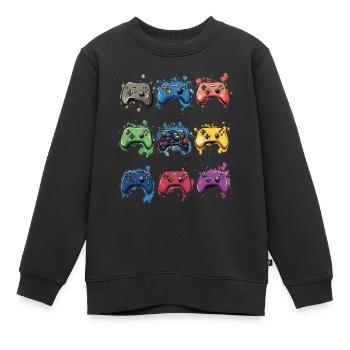 Bunte Controller für Gamer - Kinder Premium Organic Sweatshirt - Schwarz - Vorne - AI Model Kid Female (0cm)