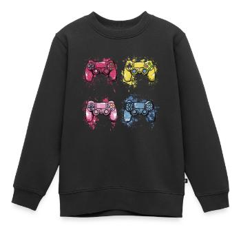 Bunte Controller für Gamer - Kinder Premium Organic Sweatshirt - Schwarz - Vorne - AI Model Kid Female (0cm)