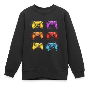 Bunte Controller für Gamer - Kinder Premium Organic Sweatshirt - Schwarz - Vorne - AI Model Kid Female (0cm)