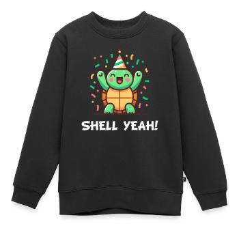 Muschel ja! Celebration Schildkröte - Kinder Premium Organic Sweatshirt - Schwarz - Vorne - AI Model Kid Female (0cm)
