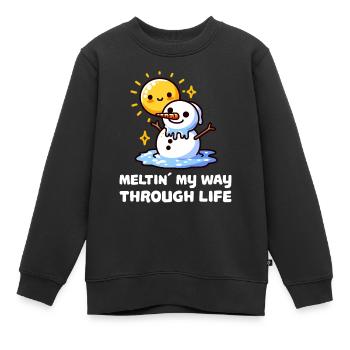 Schmelzen Meinen Weg Durch Das Leben Schneemann - Kinder Premium Organic Sweatshirt - Schwarz - Vorne - AI Model Kid Female (0cm)