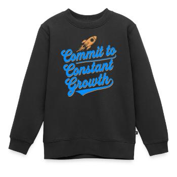 Commit to constant growth for - Kids Premium Organic Sweatshirt - black - Front - AI Model Kid Female (0cm)