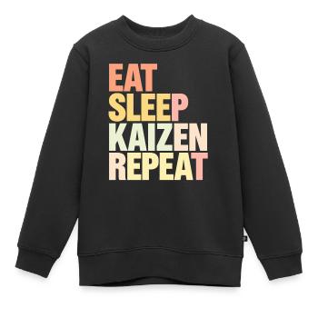 Eat Sleep Kaizen Repeat Improvement - Kids Premium Organic Sweatshirt - black - Front - AI Model Kid Female (0cm)