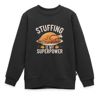 Lustiger Thanksgiving Truthahn - Kinder Premium Organic Sweatshirt - Schwarz - Vorne - AI Model Kid Female (0cm)