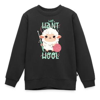 Nous voulons de la laine - Sweat Premium enfant bio - noir - Devant - AI Model Kid Female (0cm)