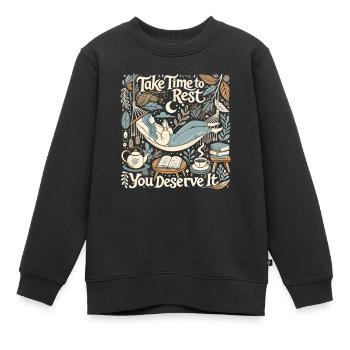 Nehmen Sie sich Zeit zum Ausruhen, Sie haben es ve - Kinder Premium Organic Sweatshirt - Schwarz - Vorne - AI Model Kid Female (0cm)