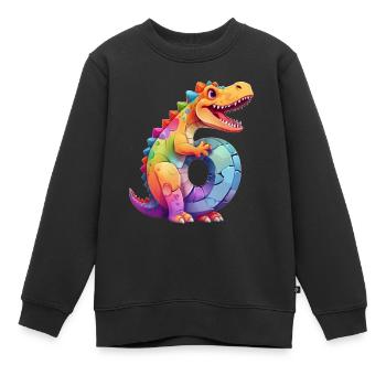 DINO 6 ANS DINOSAURE NUMÉRO 6E ANNIVERSAIRE - Sweat Premium enfant bio - noir - Devant - AI Model Kid Female (0cm)