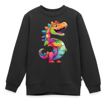 DINO 5 YEARS DINOSAUR NUMBER 5TH BIRTHDAY - Kids Premium Organic Sweatshirt - black - Front - AI Model Kid Female (0cm)