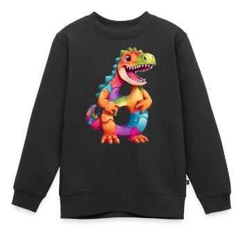 DINO 8 ANS DINOSAURE NUMÉRO 8E ANNIVERSAIRE - Sweat Premium enfant bio - noir - Devant - AI Model Kid Female (0cm)