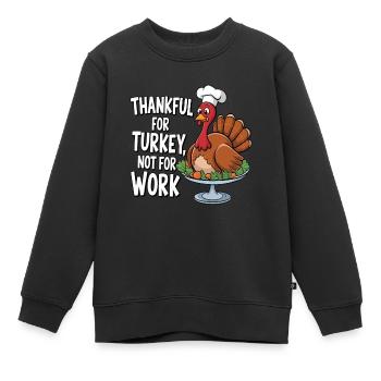 Dinde drôle de Thanksgiving - Sweat Premium enfant bio - noir - Devant - AI Model Kid Female (0cm)
