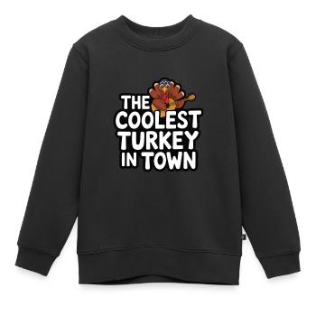 Lustiger Thanksgiving Truthahn - Kinder Premium Organic Sweatshirt - Schwarz - Vorne - AI Model Kid Female (0cm)
