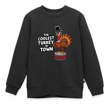 Lustiger Thanksgiving Truthahn - Kinder Premium Organic Sweatshirt - Schwarz - Vorne - AI Model Kid Female (0cm)