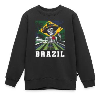 Brésil Brésil Maillot brésilien Rio de Janeiro - Sweat Premium enfant bio - noir - Devant - AI Model Kid Female (0cm)