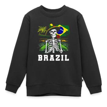 Brésil Brésil Maillot brésilien Rio de Janeiro - Sweat Premium enfant bio - noir - Devant - AI Model Kid Female (0cm)