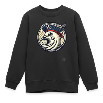 Taube der sieben Meere Pirat - Kinder Premium Organic Sweatshirt - Schwarz - Vorne - AI Model Kid Female (0cm)