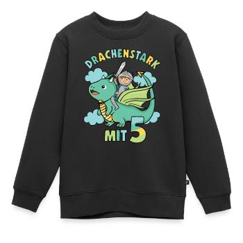Ritter & Drache Geburtstagsmotiv 5 Jahre Jungen - Kinder Premium Organic Sweatshirt - Schwarz - Vorne - AI Model Kid Female (0cm)