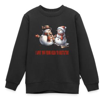 Liebe Dich Vom Kopf Bis Mistelzweig Schneemann - Kinder Premium Organic Sweatshirt - Schwarz - Vorne - AI Model Kid Female (0cm)