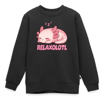 Relaxolotl Axolotl Lève-tard Dormir Se détendre - Sweat Premium enfant bio - noir - Devant - AI Model Kid Female (0cm)