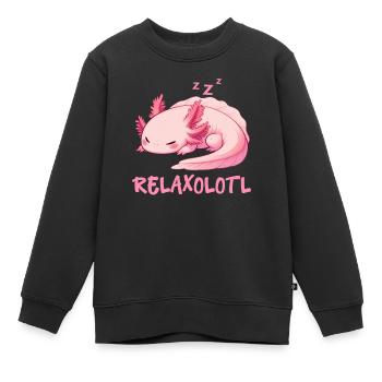 Relaxolotl Axolotl Lève-tard Dormir Se détendre - Sweat Premium enfant bio - noir - Devant - AI Model Kid Female (0cm)