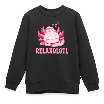 Relaxolotl Axolotl Lève-tard Dormir Se détendre - Sweat Premium enfant bio - noir - Devant - AI Model Kid Female (0cm)