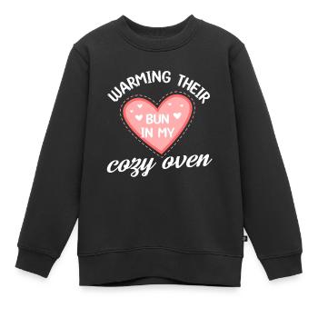 warming their bun in my cozy oven Design - Kinder Premium Organic Sweatshirt - Schwarz - Vorne - AI Model Kid Female (0cm)