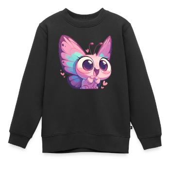 Butterfly Schmetterlinge Schmetterling - Kinder Premium Organic Sweatshirt - Schwarz - Vorne - AI Model Kid Female (0cm)