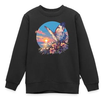 Butterfly Schmetterlinge Schmetterling - Kinder Premium Organic Sweatshirt - Schwarz - Vorne - AI Model Kid Female (0cm)