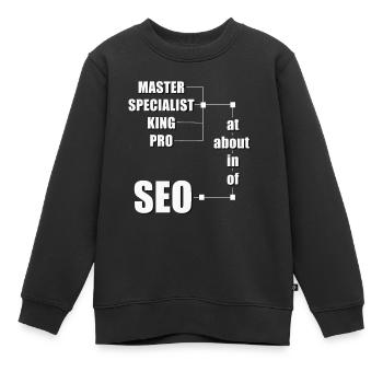 SEO - Marketing - Sweat Premium enfant bio - noir - Devant - AI Model Kid Female (0cm)