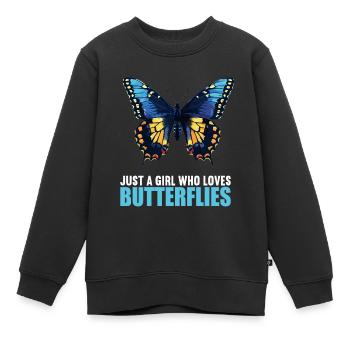 Butterfly Schmetterlinge Schmetterling - Kinder Premium Organic Sweatshirt - Schwarz - Vorne - AI Model Kid Female (0cm)