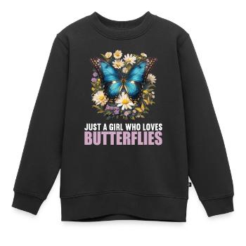 Butterfly Schmetterlinge Schmetterling - Kinder Premium Organic Sweatshirt - Schwarz - Vorne - AI Model Kid Female (0cm)