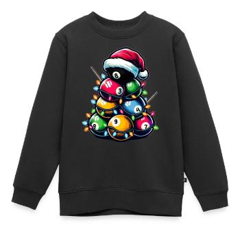 Billardkugel Haufen Pool Queue Weihnachten Hut Xma - Kinder Premium Organic Sweatshirt - Schwarz - Vorne - AI Model Kid Female (0cm)