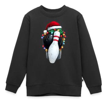 Bowling melon chapeau de Noël Noël - Sweat Premium enfant bio - noir - Devant - AI Model Kid Female (0cm)