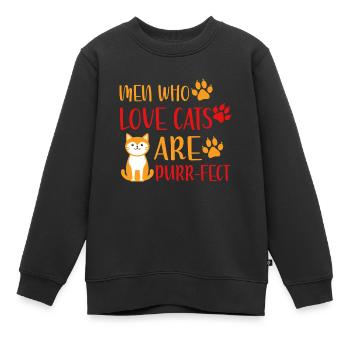 Cat Dad Gifts - Kinder Premium Organic Sweatshirt - Schwarz - Vorne - AI Model Kid Female (0cm)
