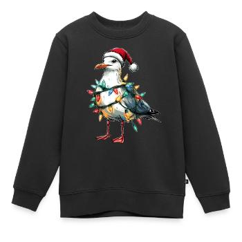 Seemöwe Möwe Seevogel Weihnachtsmütze Xmas - Kinder Premium Organic Sweatshirt - Schwarz - Vorne - AI Model Kid Female (0cm)