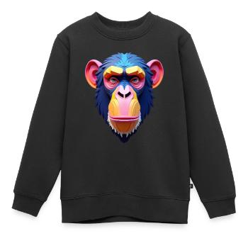 Schimpanse Polygon Affe Tier Motiv Kunst Affen - Kinder Premium Organic Sweatshirt - Schwarz - Vorne - AI Model Kid Female (0cm)