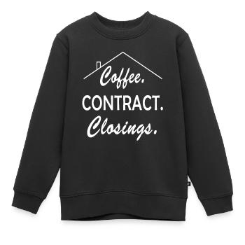 Coffee Contract Closings Real Estate Agent - Kinder Premium Organic Sweatshirt - Schwarz - Vorne - AI Model Kid Female (0cm)