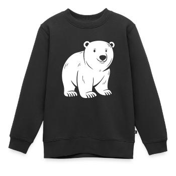 ours polaire - Sweat Premium enfant bio - noir - Devant - AI Model Kid Female (0cm)