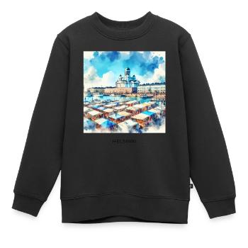 Kauppatori Markt Helsinki Skandinavien Finnland So - Kinder Premium Organic Sweatshirt - Schwarz - Vorne - AI Model Kid Female (0cm)