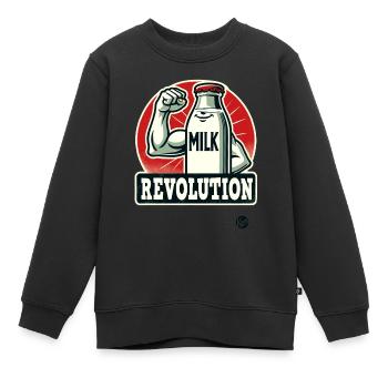 Milch-Revolution - Kinder Premium Organic Sweatshirt - Schwarz - Vorne - AI Model Kid Female (0cm)