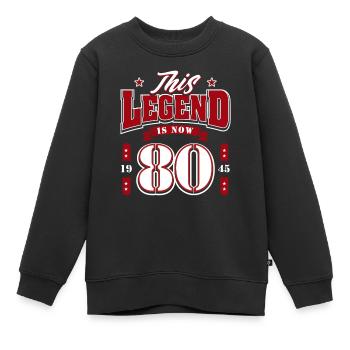 80e anniversaire 1945 Légende 80e anniversaire - Sweat Premium enfant bio - noir - Devant - AI Model Kid Female (0cm)