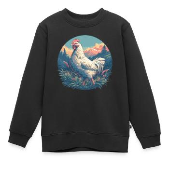 Rooster Hähne Hahn - Kinder Premium Organic Sweatshirt - Schwarz - Vorne - AI Model Kid Female (0cm)