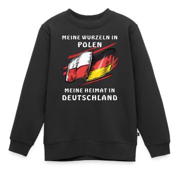 RACINES EN POLOGNE, MAISON EN ALLEMAGNE - Sweat Premium enfant bio - noir - Devant - AI Model Kid Female (0cm)