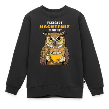 FLEIßIGE NACHTEULE IM DIENST - Kinder Premium Organic Sweatshirt - Schwarz - Vorne - AI Model Kid Female (0cm)
