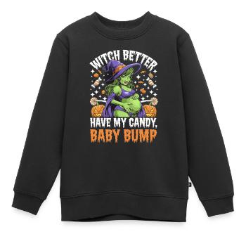 Gespenstische Halloween-Hexe Babybauch für - Kinder Premium Organic Sweatshirt - Schwarz - Vorne - AI Model Kid Female (0cm)